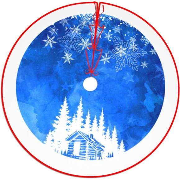 Christmas Tree Skirt Rustic Thick Xmas Tree Skirt with Snowflake, 48 Inches - Picture 7 of 7